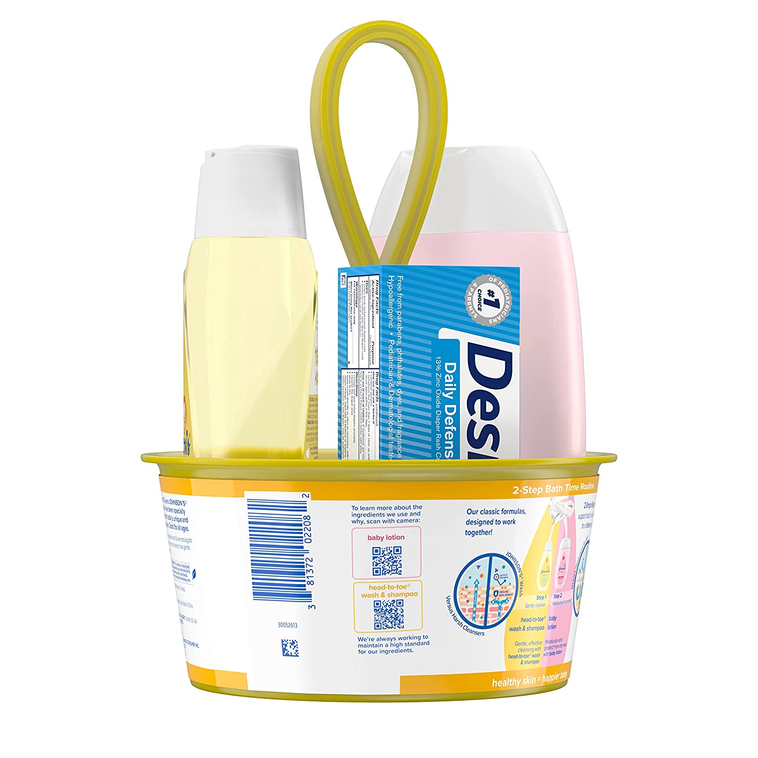 Johnson's Bath Discovery Gift Set for Parents-to-Be, Caddy with Baby Bath Time & Skin Care Essentials, Bath Kit Includes Baby Body Wash, Shampoo, Wipes, Lotion & Diaper Rash Cream, 7 Items - Image 7